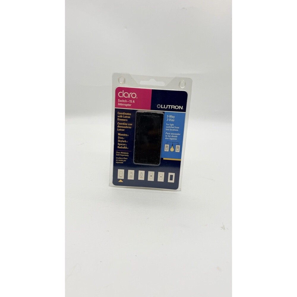 Lutron Claro 15A 3-Way Switch Black 120-277V Decorator Switch NEW Sealed